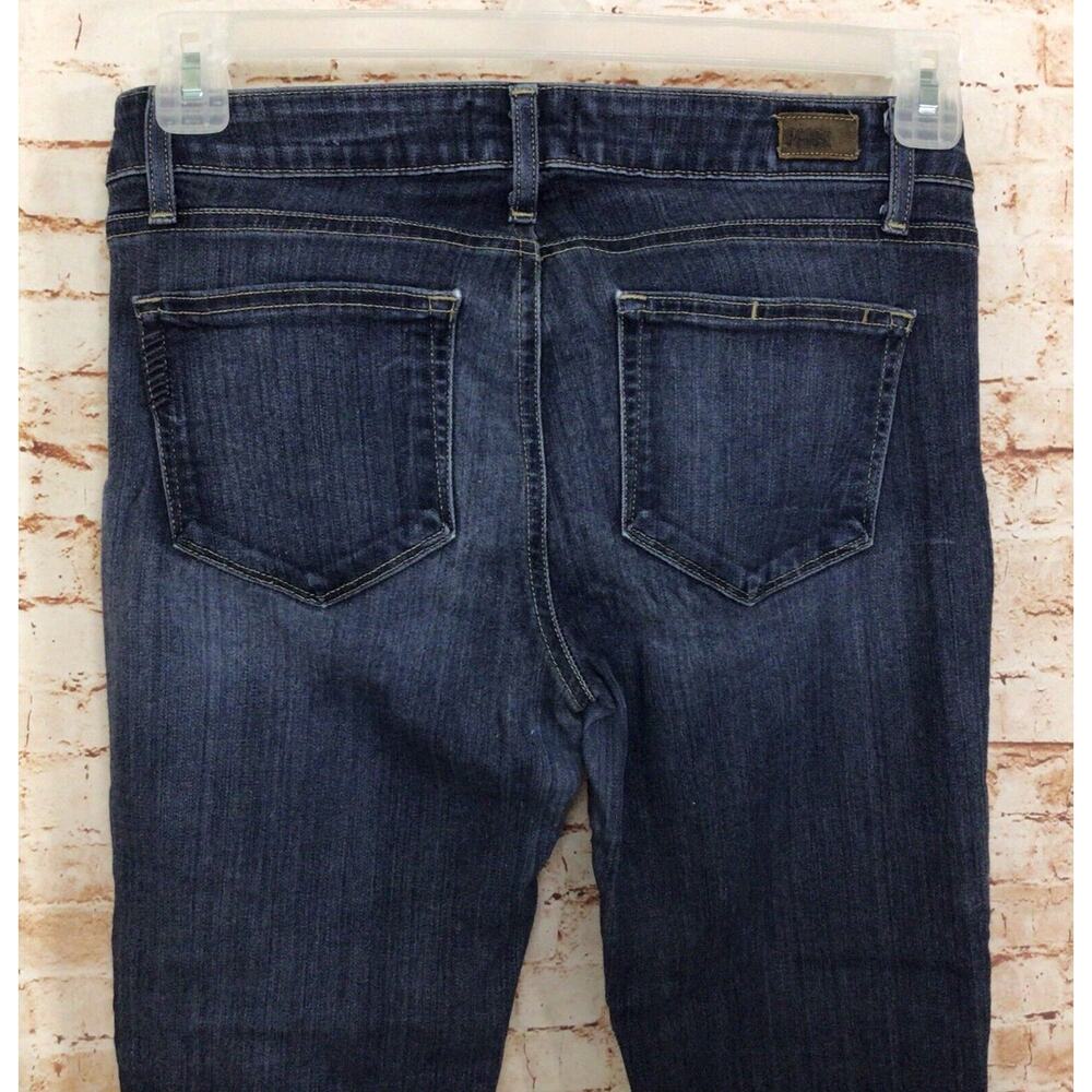 Paige Skyline Crop Jeans Sz 27 Dark Blue Wash Cuffed Skinny Mid Rise Stretch - Picture 10 of 11